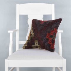 Modern Classical Rug Patterned Hand Woven Cushion   - 40x40 - Colorful Pillows, Wool Pillows