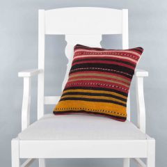 Modern Classical Rug Patterned Hand Woven Cushion   - 40x40 -  Pillows, Wool Pillows