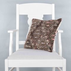 Modern Classical Rug Patterned Hand Woven Cushion   - 40x40 - Colorful Pillows, Wool Pillows