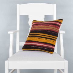 Modern Classical Rug Patterned Hand Woven Cushion   - 40x40 - Colorful Pillows, Wool Pillows