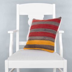 Modern Classical Rug Patterned Hand Woven Cushion   - 40x40 -  Pillows, Wool Pillows