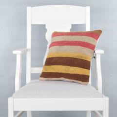 Modern Classical Rug Patterned Hand Woven Cushion   - 40x40 - Colorful Pillows, Wool Pillows