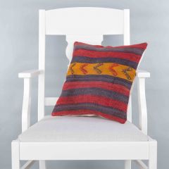 Modern Classical Rug Patterned Hand Woven Cushion   - 40x40 - Colorful Pillows, Wool Pillows