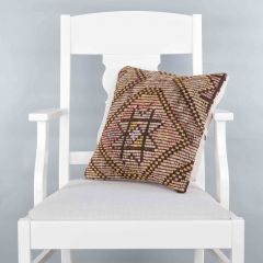 Modern Classical Rug Patterned Hand Woven Cushion   - 40x40 - Colorful Pillows, Wool Pillows