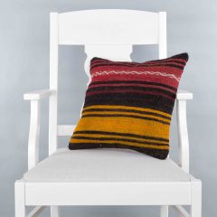 Modern Classical Rug Patterned Hand Woven Cushion   - 40x40 -  Pillows, Wool Pillows