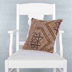 Modern Classical Rug Patterned Hand Woven Cushion   - 40x40 - Colorful Pillows, Wool Pillows
