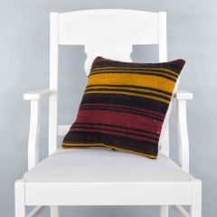 Modern Classical Rug Patterned Hand Woven Cushion   - 40x40 - Colorful Pillows, Wool Pillows