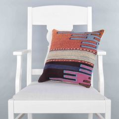 Modern Classical Rug Patterned Hand Woven Cushion   - 40x40 - Colorful Pillows, Wool Pillows