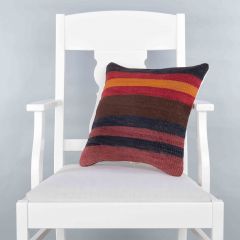 Modern Classical Rug Patterned Hand Woven Cushion   - 40x40 - Colorful Pillows, Wool Pillows