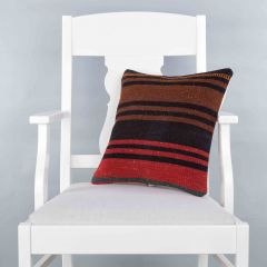 Modern Classical Rug Patterned Hand Woven Cushion   - 40x40 - Colorful Pillows, Wool Pillows