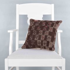 Modern Classical Rug Patterned Hand Woven Cushion - 40x40 - Brown Pillows, Wool Pillows