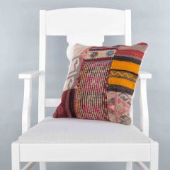 Modern Classical Rug Patterned Hand Woven Cushion - 40x40 -  Pillows, Wool Pillows