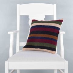 Modern Classical Rug Patterned Hand Woven Cushion - 40x40 - Colorful Pillows, Wool Pillows