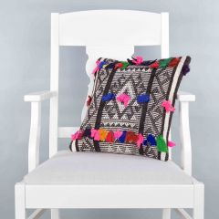 Modern Classical Rug Patterned Hand Woven Cushion - 40x40 - Colorful Pillows, Wool Pillows