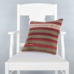 Modern Classical Rug Patterned Hand Woven Cushion - 40x40 - Colorful Pillows, Wool Pillows