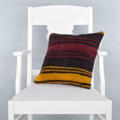 Modern Classical Rug Patterned Hand Woven Cushion - 40x40 - Colorful Pillows, Wool Pillows