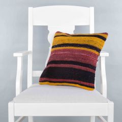 Modern Classical Rug Patterned Hand Woven Cushion - 40x40 - Colorful Pillows, Wool Pillows