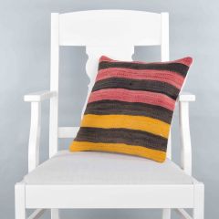 Modern Classical Rug Patterned Hand Woven Cushion - 40x40 - Colorful Pillows, Wool Pillows