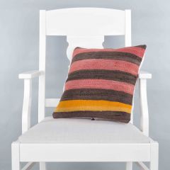 Modern Classical Rug Patterned Hand Woven Cushion - 40x40 - Colorful Pillows, Wool Pillows