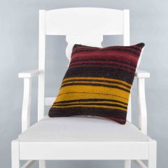 Modern Classical Rug Patterned Hand Woven Cushion - 40x40 - Colorful Pillows, Wool Pillows