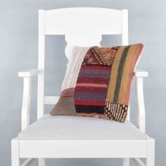 Modern Classical Rug Patterned Hand Woven Cushion - 40x40 - Colorful Pillows, Wool Pillows