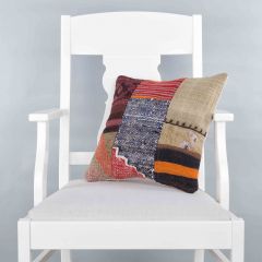 Modern Classical Rug Patterned Hand Woven Cushion - 40x40 - Colorful Pillows, Wool Pillows