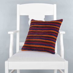 Modern Classical Rug Patterned Hand Woven Cushion - 40x40 - Colorful Pillows, Wool Pillows