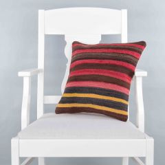 Modern Classical Rug Patterned Hand Woven Cushion - 40x40 - Colorful Pillows, Wool Pillows