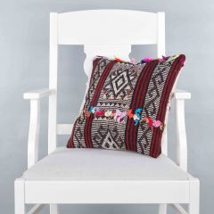 Modern Classical Rug Patterned Hand Woven Cushion - 40x40 -  Pillows, Wool Pillows