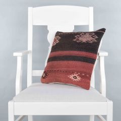 Modern Classical Rug Patterned Hand Woven Cushion - 40x40 - Colorful Pillows, Wool Pillows