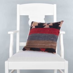 Modern Classical Rug Patterned Hand Woven Cushion - 40x40 - Colorful Pillows, Wool Pillows