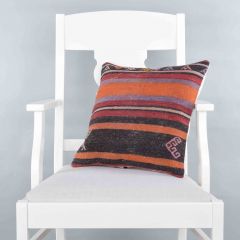 Modern Classical Rug Patterned Hand Woven Cushion - 40x40 - Colorful Pillows, Wool Pillows