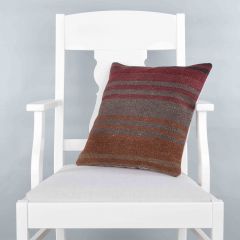 Modern Classical Rug Patterned Hand Woven Cushion - 40x40 - Colorful Pillows, Wool Pillows