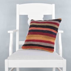 Modern Classical Rug Patterned Hand Woven Cushion - 40x40 - Colorful Pillows, Wool Pillows