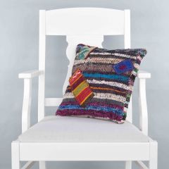 Modern Classical Rug Patterned Hand Woven Cushion - 40x40 - Colorful Pillows, Wool Pillows