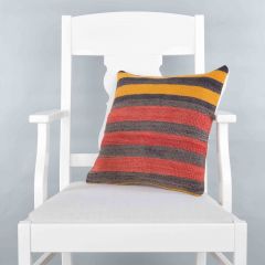 Modern Classical Rug Patterned Hand Woven Cushion - 40x40 - Colorful Pillows, Wool Pillows