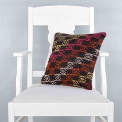 Modern Classical Rug Patterned Hand Woven Cushion - 40x40 -  Pillows, Wool Pillows