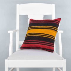 Modern Classical Rug Patterned Hand Woven Cushion - 40x40 - Colorful Pillows, Wool Pillows