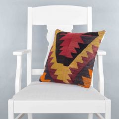 Rug Pillow Unique Hand Woven Pillow  - 40x40 - Colorful pillows, Wool pillows