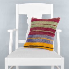 Rug Pillow Unique Hand Woven Pillow  - 40x40 - Colorful pillows, Wool pillows