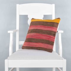 Modern Classical Rug Patterned Hand Woven Cushion - 40x40 - Colorful Pillows, Wool Pillows