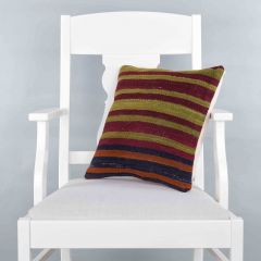 Modern Classical Rug Patterned Hand Woven Cushion - 40x40 - Colorful Pillows, Wool Pillows