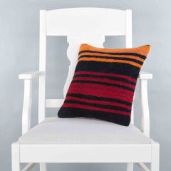 Modern Classical Rug Patterned Hand Woven Cushion - 40x40 - Colorful Pillows, Wool Pillows