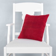 Rug Pillow Unique Hand Woven Pillow  - 40x40 - Red pillows, Wool pillows
