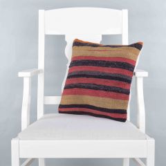 Modern Classical Rug Patterned Hand Woven Cushion - 40x40 - Colorful Pillows, Wool Pillows
