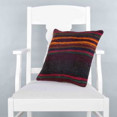 Modern Classical Rug Patterned Hand Woven Cushion - 40x40 - Colorful Pillows, Wool Pillows