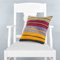 Rug Pillow Unique Hand Woven Pillow  - 40x40 - Colorful pillows, Wool pillows