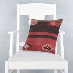 Modern Classical Rug Patterned Hand Woven Cushion - 40x40 -  Pillows, Wool Pillows