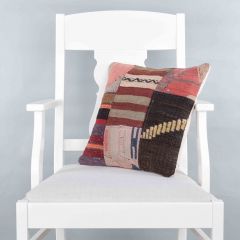 Modern Classical Rug Patterned Hand Woven Cushion - 40x40 - Colorful Pillows, Wool Pillows