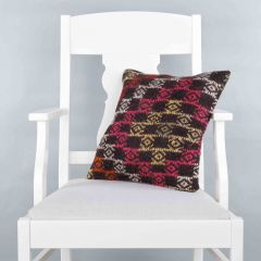 Modern Classical Rug Patterned Hand Woven Cushion - 40x40 - Colorful Pillows, Wool Pillows